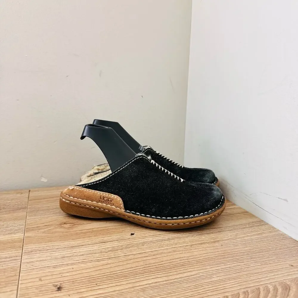 Ugg Kohala Black Suede Slide Slippers Girls Size 1